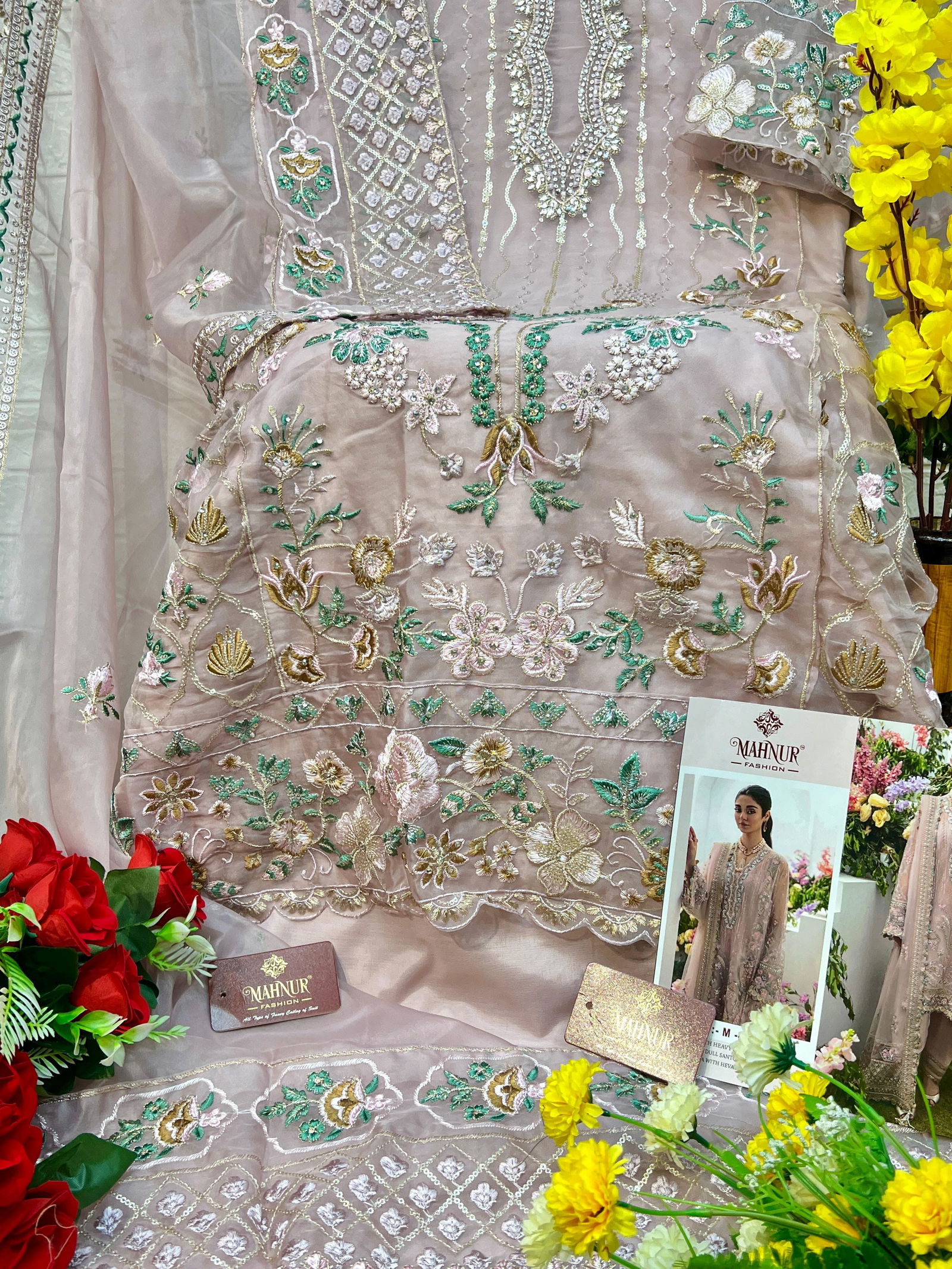 Mahnur 44002  Nayloan Organza Embroidery Pakistani Suits Wholesale Market In Surat